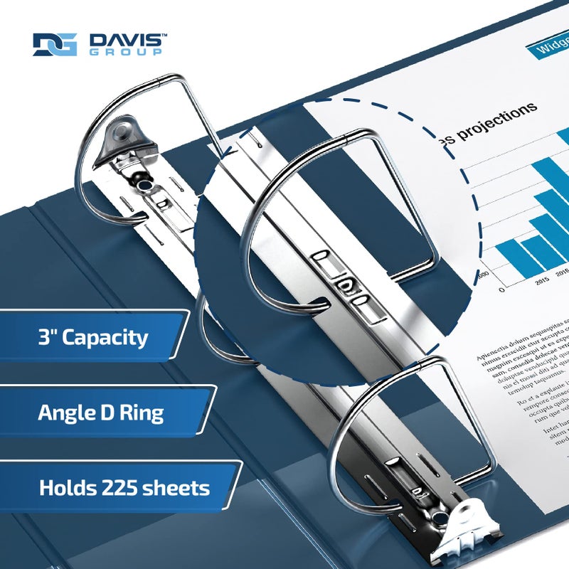 Davis Group Premium Economy 6-Pack 3-Ring Binders for School or Office, Round-Ring Binders, 3 Inch, Navy Blue - Image 2